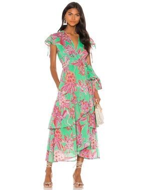 Banjanan - Mercy Dress - Flamingo Rhododendron Island Green
